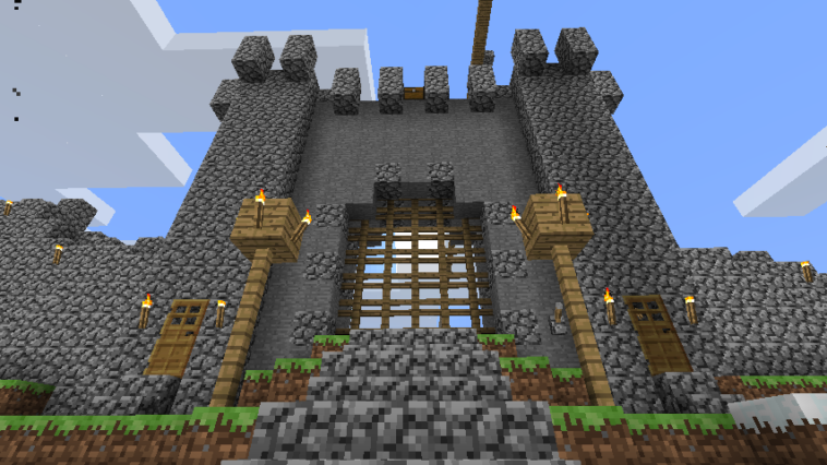 Minecraft - Cómo construir puente levadizo o rastrillo para tu castillo 9